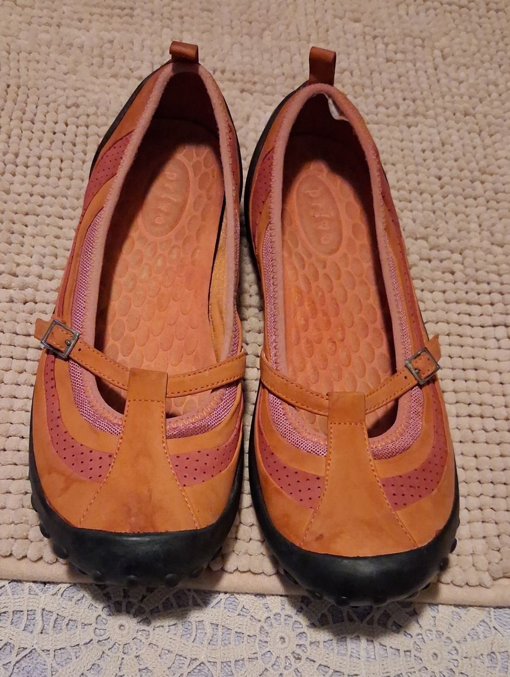 Privo Orange and Pink Casual Mary Jane Flats